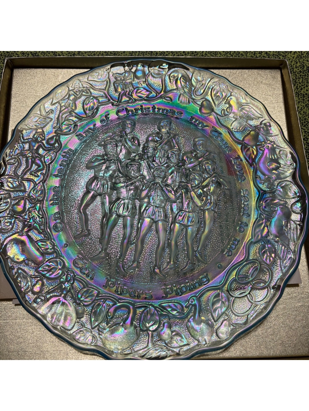 Imperial 10th day of Christmas carnival glass collectors plate